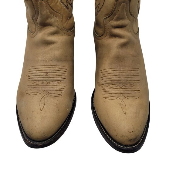 VTG Mens Tony Lama Tan Leather Western Cowboy Boots Sz 9.5 Embroidered Festival - Picture 6 of 12